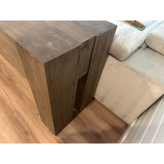 This is a beautiful Restoration Hardware reclaimed oak console table in excellent condition, but unfortunately my living...