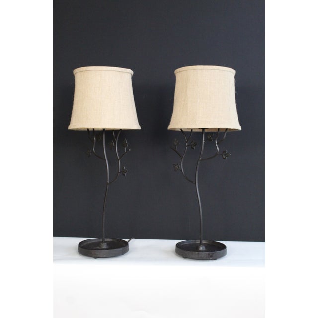 1930s Eastlake Hand Forged Iron Lamps - a Pair For Sale - Image 11 of 12