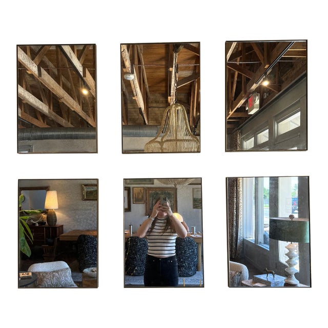 1970s Italian Brass Rectangle Mirror, Set of 6 For Sale