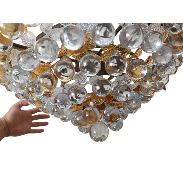 Hollywood Regency Large Chandelier in Murano Glass For Sale - Image 3 of 7