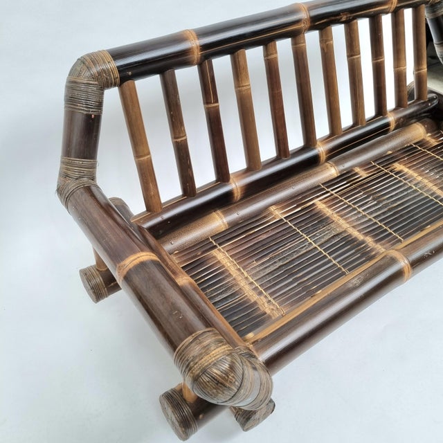 Large Mid-Century Bamboo Frame Sofa, 1970s For Sale - Image 5 of 9