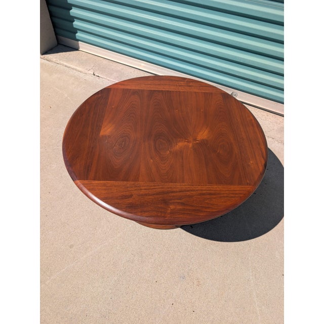 1960s Vintage Mid Century Modern Solid Walnut Sculptural Pedestal Coffee Table For Sale - Image 5 of 5