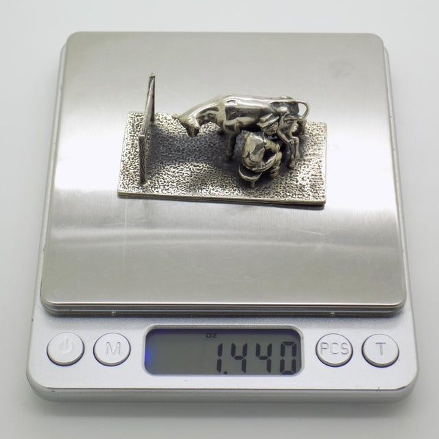 Vintage Italian Handmade Genuine Solid Sterling Silver Farmer & Cow Sculpture Figurine For Sale - Image 9 of 10