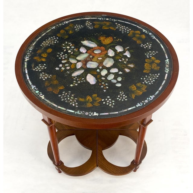 Very Fine Mother of Pearl Decorated 24" Round Side Lamp Table Stand