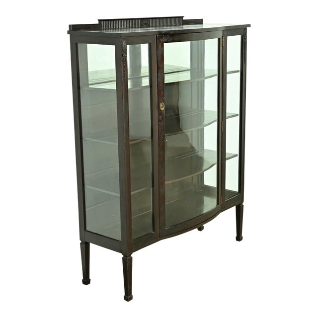 Berkey & Gay Style Antique French Regency Louis XVI Carved Mahogany Bookcase or Display Cabinet, Circa 1900 For Sale