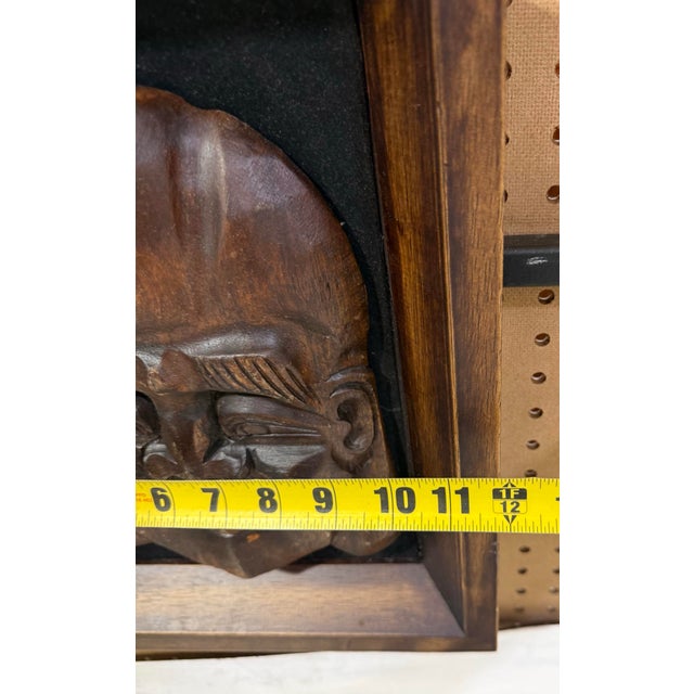 Japanese Japanese 1960s Wooden Carved Buddha Head Mask - Vintage Framed 12x15 For Sale - Image 3 of 4