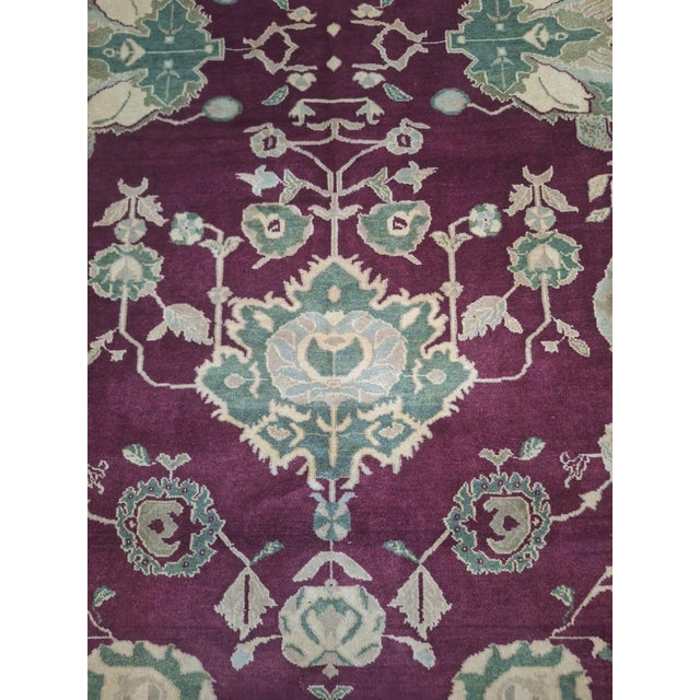 Burgundy Late 20th Century Hand-Knotted Indian Agra Wool Rug, 14'3" × 11'4" For Sale - Image 8 of 10