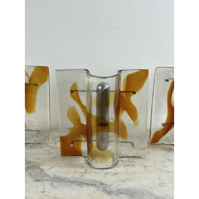 Large Mid-Century Murano Glass Wall Lamps, 1960s, Set of 3 For Sale - Image 13 of 15