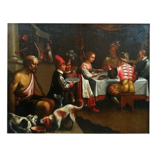 Workshop of the Bassano Family, Dinner at the Mansion of Rich Epulone, Late 16th Century, Oil on Canvas For Sale