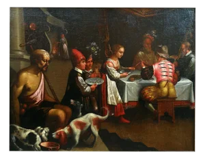 Workshop of the Bassano Family, Dinner at the Mansion of Rich Epulone, Late 16th Century, Oil on Canvas