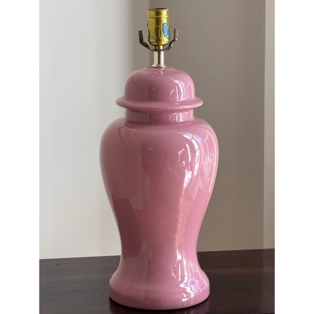 Mid-20th Century Bubble Gum Pink Ginger Jar Table Lamp For Sale - Image 9 of 16
