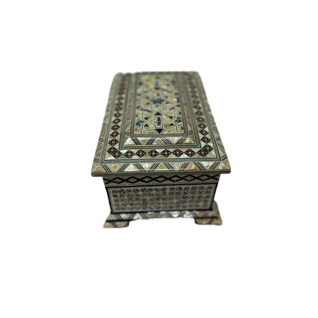 Wood Handmade Mother of Pearl Jewelry Box – Egyptian Inlay Wood Decor For Sale - Image 7 of 8