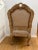 Beautiful Dining Table End Chair, Leather and Decorative Wood. Designer unknown as this chair was purchased from Show...