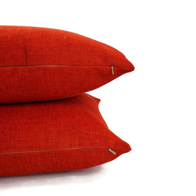 Arc Com Fabric Spirit in Watermelon Pillow Cover - 20" X 20" Solid Bright Red Chenille Cushion Case For Sale - Image 4 of 7