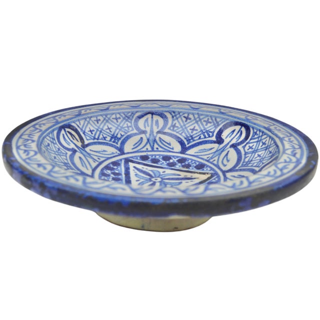 Ceramic Antique Andalusian Blue-Patterned Ceramic Plate For Sale - Image 7 of 10