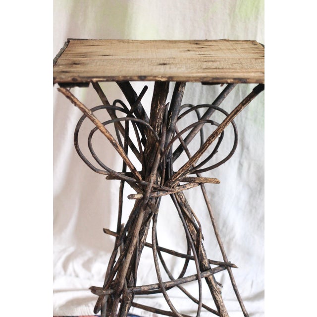 Antique Adirondack Twig Side Table with lots of loops, Circa Late 19th - Early 20th Century An older Adirondack Twig Side...