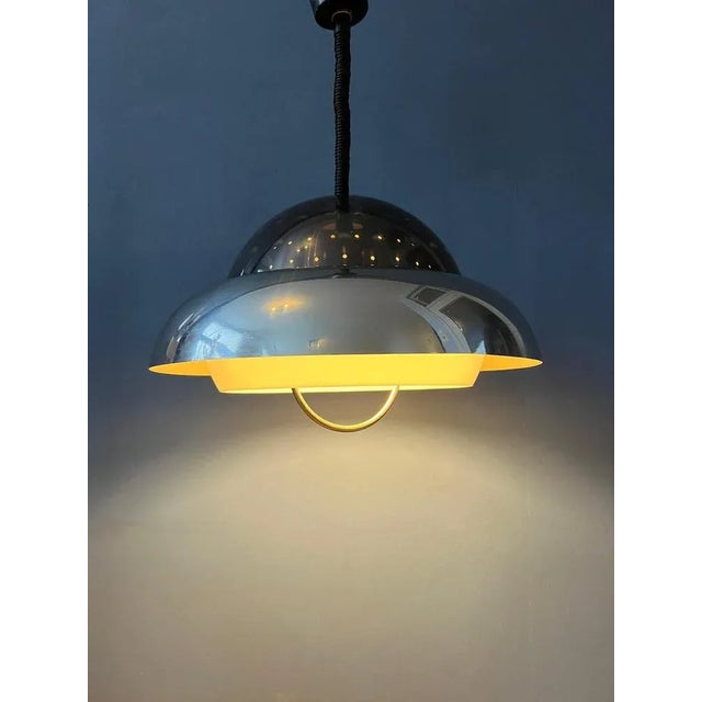 Silver Mid-Century Space Age Suspension Pendant Lamp from Dijkstra For Sale - Image 8 of 11