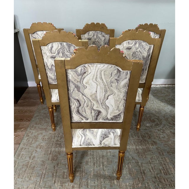 Late 18th Century French Louis XVI - Style Giltwood Dining Chairs With Hand-Painted Rosettes - Set of 6 For Sale - Image 9 of 14