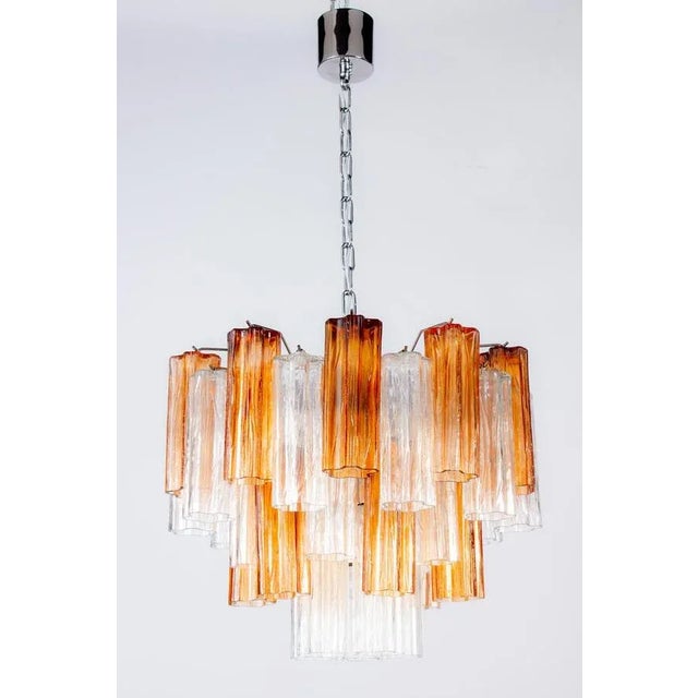 Murano Gold and Ice Glass Tronchi Chandeliers, 1970s, Set of 2 For Sale - Image 13 of 18