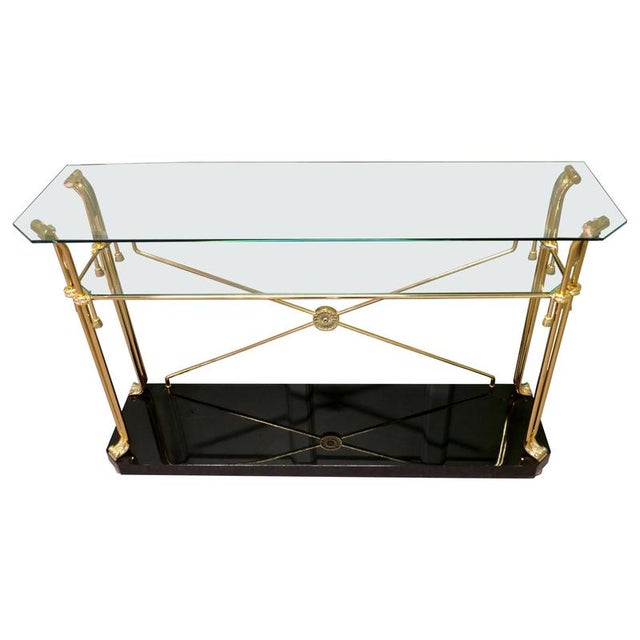 Black Brass and Glass Console Table, 1960 For Sale - Image 8 of 8