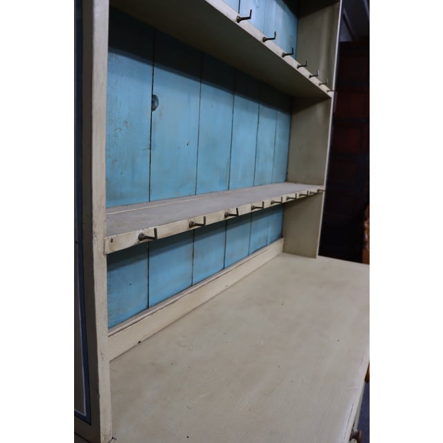 19th Century Welsh Painted Pine Cupboard Hutch With Plate Rack For Sale - Image 9 of 16