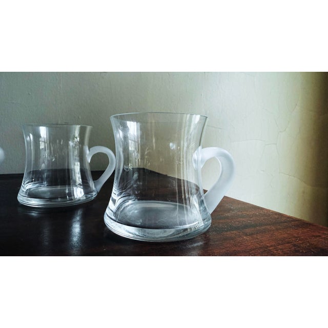 Vintage Postmodern Glass Punch Bowl Set With Frosted Accents, Handles, and Ladle - 10pcs For Sale - Image 10 of 16