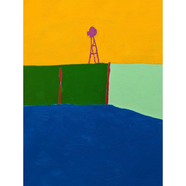 Yellow Jacob Spacek “American Rural, Trinity” Contemporary Colorful Pastoral Landscape Painting, 2025 For Sale - Image 8 of 12