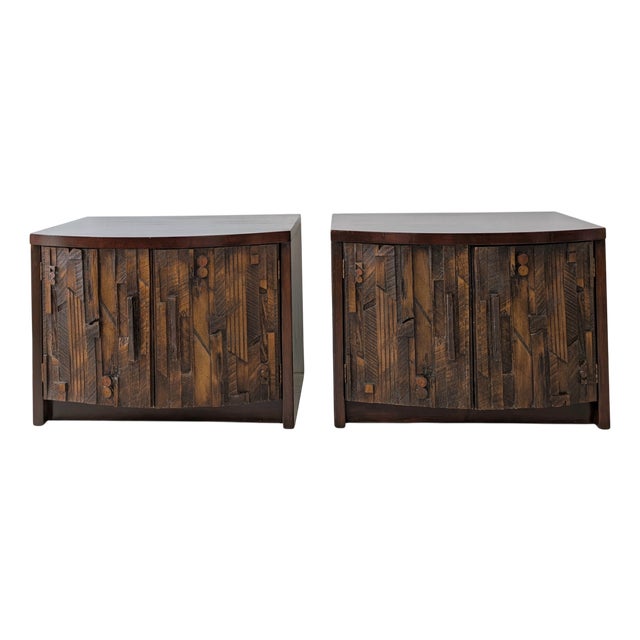 Mid-Century Brutalist Pueblo Cabinets, Usa, 1970s, Set of 2 For Sale