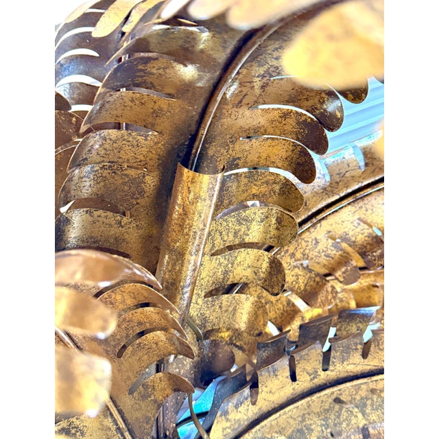 Monumental Pair of Maison Jansen Gilt Metal Palm Tree Floor Lamps For Sale - Image 13 of 16