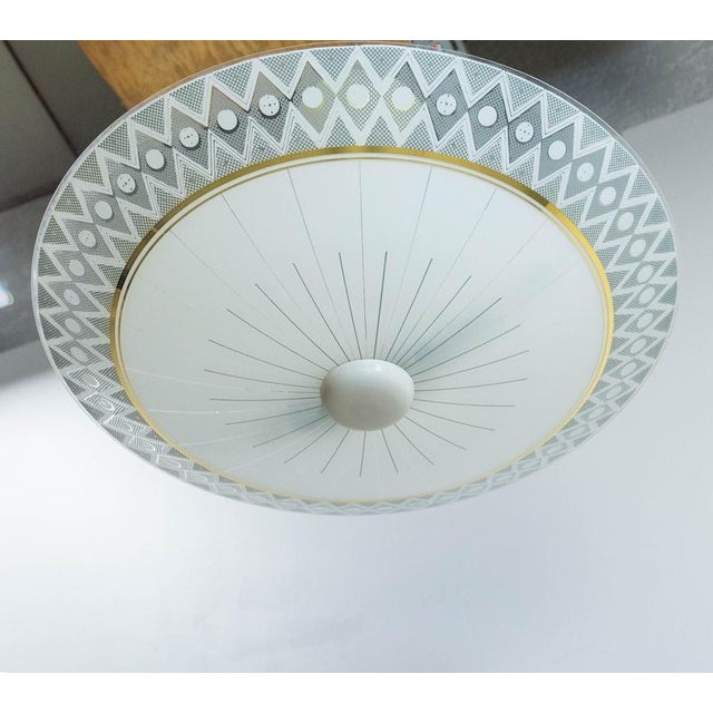 French Umbrella Pendant in Glass and Brass, 1950 For Sale - Image 6 of 11