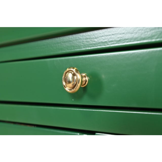 Wood Grange French Louis Philippe Green Lacquered Nightstands, Newly Refinished For Sale - Image 7 of 12