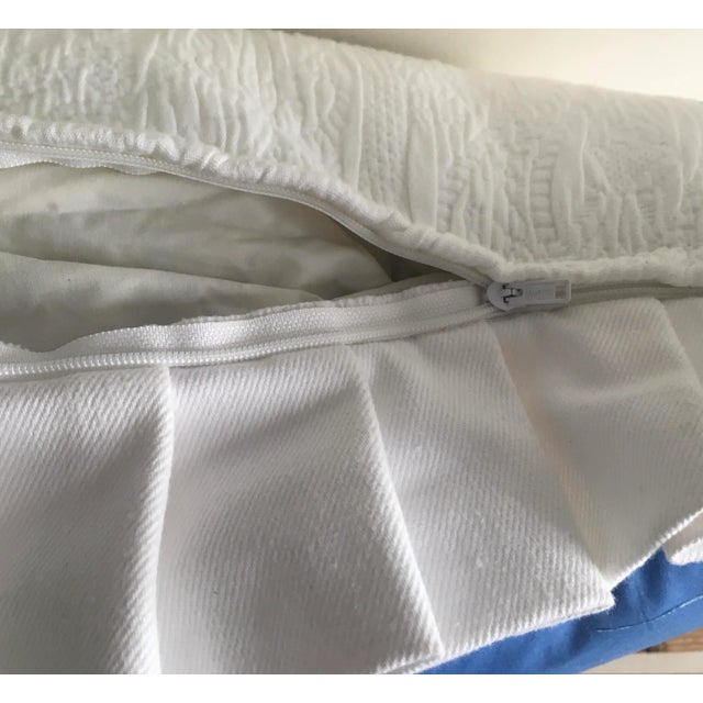 Blue Brunschwig and Fils Blue and White Pastoral Toile Pleated Pillow Cover For Sale - Image 8 of 9