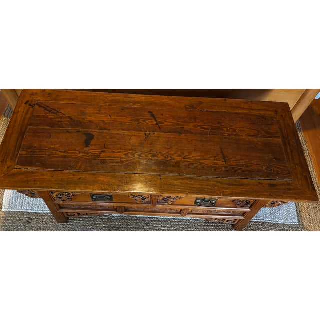 Brown 19th Century Carved Elmwood Altar Table For Sale - Image 8 of 8