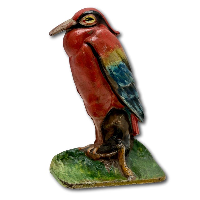 1920s Outstanding & Rare Antique Beautifully Hand Painted Albany Foundry Cast Iron Heron Doorstop Circa 1920s For Sale - Image 5 of 18