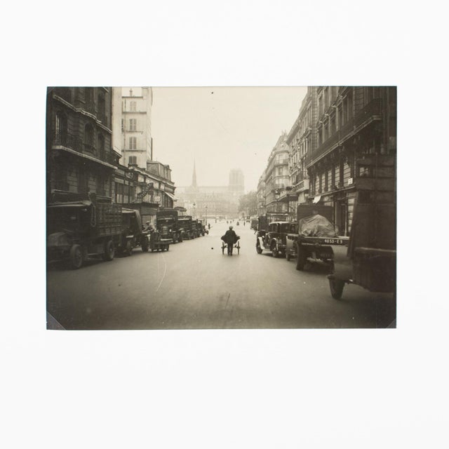A unique, original silver gelatin black and white photograph by Keystone View and Co. View of The Halles Market in Paris,...