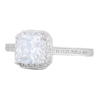 New Beverley K Semi Mount Diamond Halo Engagement Ring 14k Gold Sz 6.5 Princess For Sale