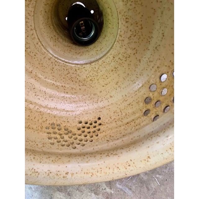 Beige Ceramic Pendant Flared Bowl With Bold Pattern, Denmark 1960s For Sale - Image 8 of 9