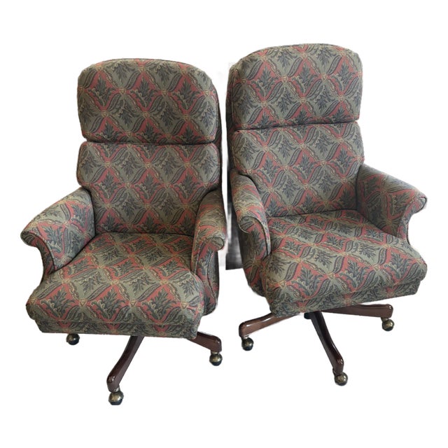 Fabric Office Chairs - Pair For Sale