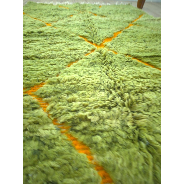Lime Green Diamond Wool Moroccan Beni Ourain Rug For Sale - Image 10 of 12