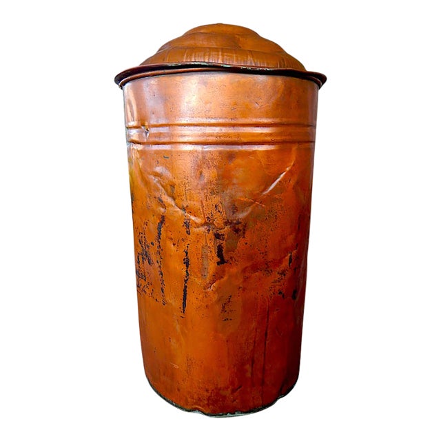 Early 20th Century Copper Lidded Wash Barrel - Firewood Holder For Sale