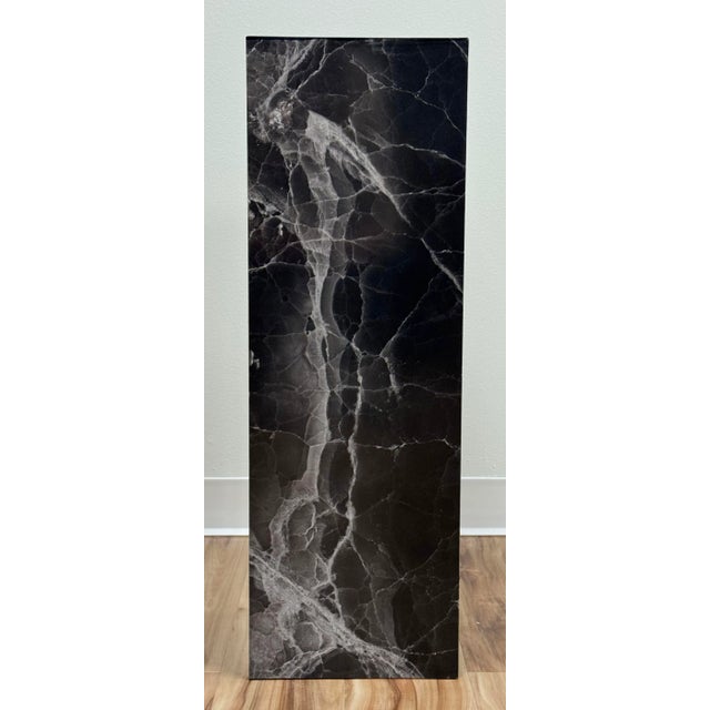 Wood Vintage Faux Marble Pedestal Pinth Column For Sale - Image 7 of 8