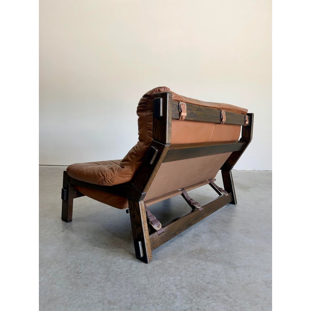 Gerard Van Den Berg 1970s Gerard Van Den Berg for Montis Attrb Dutch Brutalist Leather Sofa For Sale - Image 4 of 12
