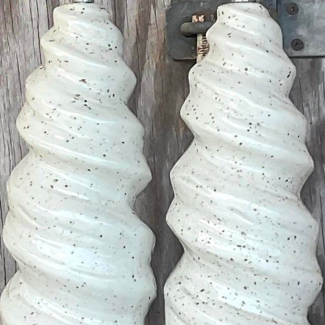 Vintage Glazed Ceramic Twist Table Lamps - a Pair For Sale - Image 13 of 14