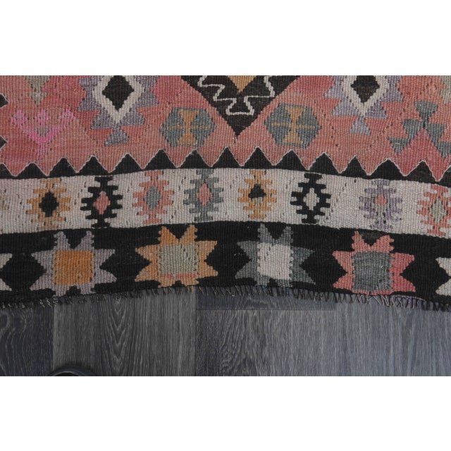 Textile 1970s Vintage Handmade Wool Cotton Pink Coral Runner Rug For Sale - Image 7 of 11