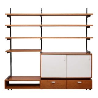 Wall Shelving Unit in Pine, 1950s For Sale