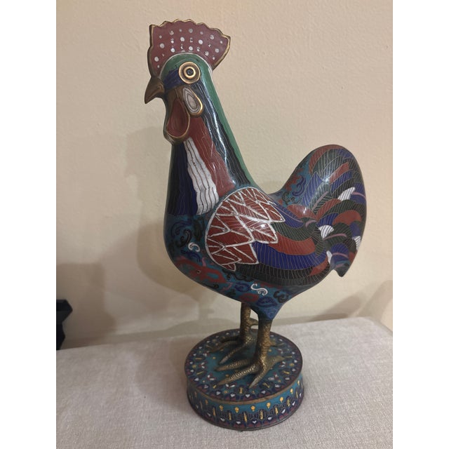 Chinese Late 19th Century Chinese Cloisone Rooster For Sale - Image 3 of 4