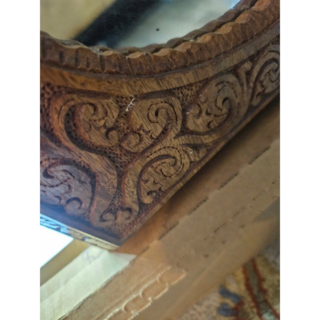 Mid-Century Modern Vintage Ornate Carved Wooden Frame. Mirror For Sale - Image 3 of 4
