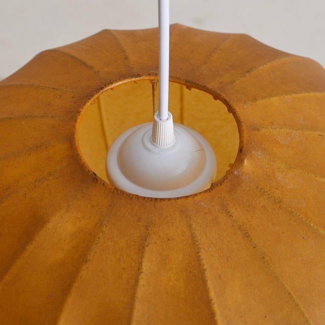 1960s Italian Spherical Ochre Cocoon Pendant Light For Sale In Chicago - Image 6 of 7