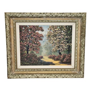 1950s Impasto Fine Art Oil Painting, 'Forest Path' by Leonard Rodowicz For Sale
