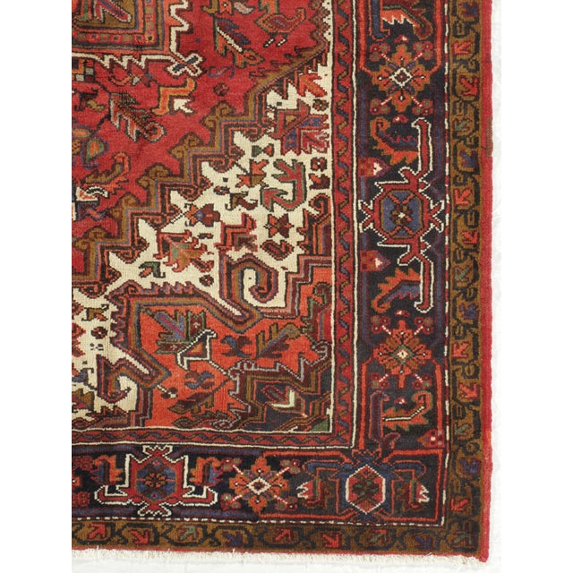 Vintage Hand-Knotted Persian Heriz Rug 8'6" X 11'4" For Sale - Image 4 of 6